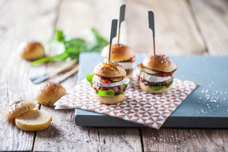 Mini goat cheese burger appetisers