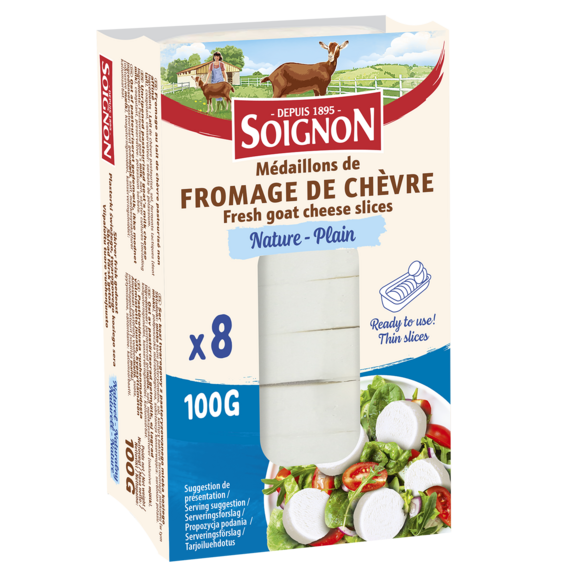 Fresh goat cheese slices x8  Plain 100g