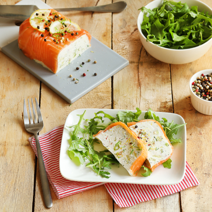 Fresh goat cheese and smoked salmon terrine