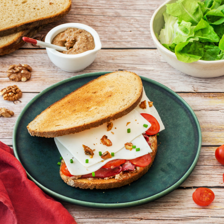 Goat cheese sandwich on sourdough bread