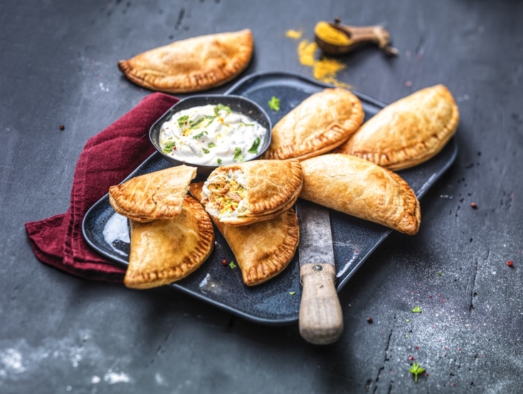 Chicken and curried vegetable empanadas