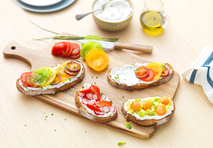 Trio of fresh summer bruschettas