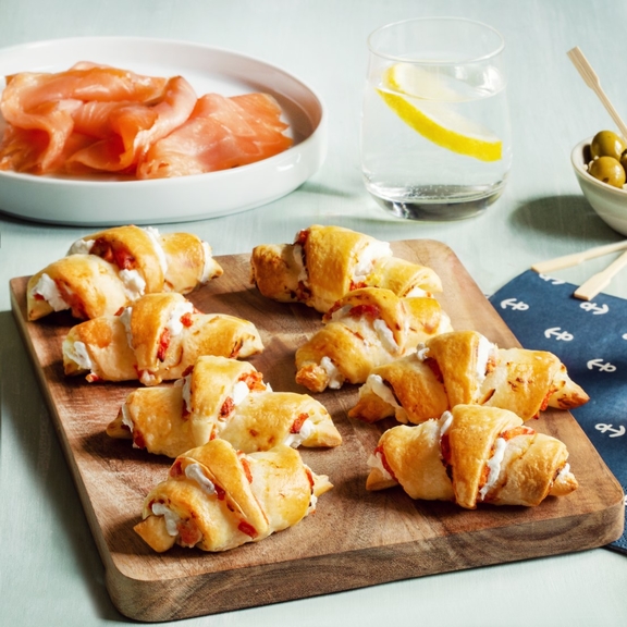 Fresh goat cheese and smoked salmon croissants