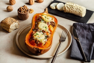 Butternut stuffed with leeks