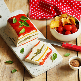 Fresh goat cheese and bell pepper terrine