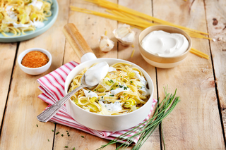 Pasta with Leek and Goat Cheese Sauce