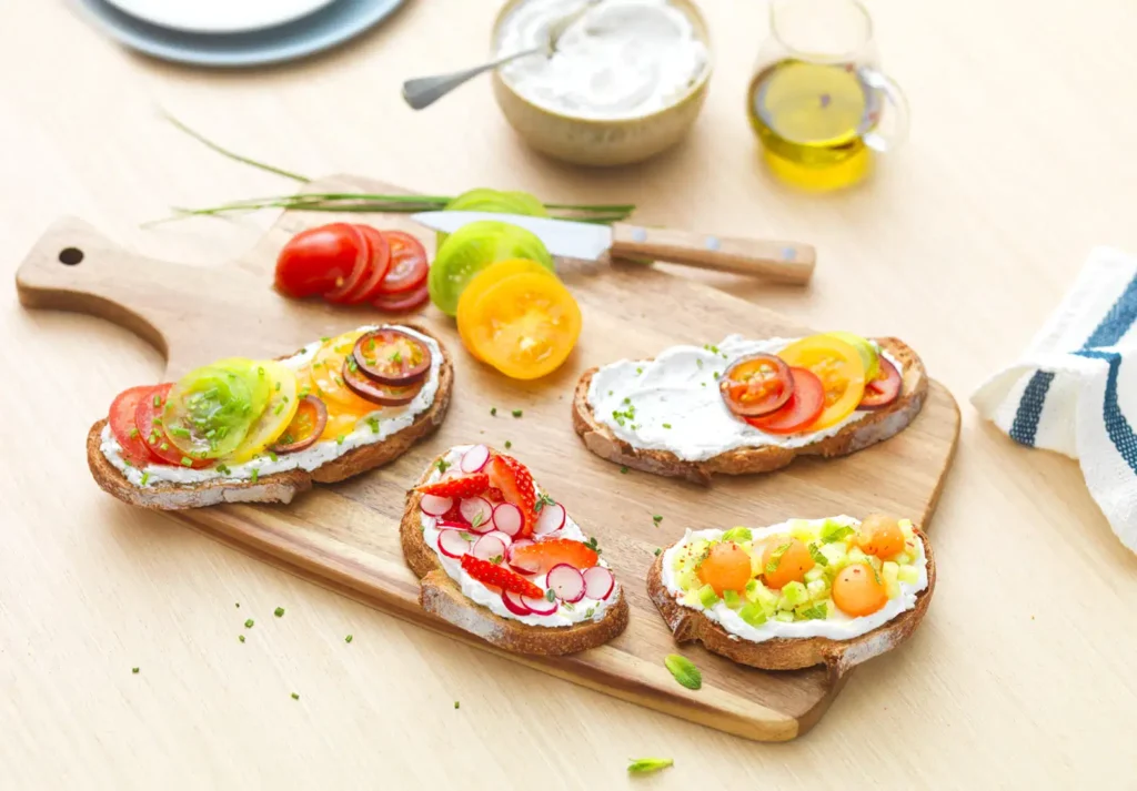 Goat cheese bruschetta bites